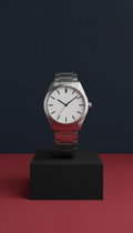 Stainless Steel Watch with White Dial